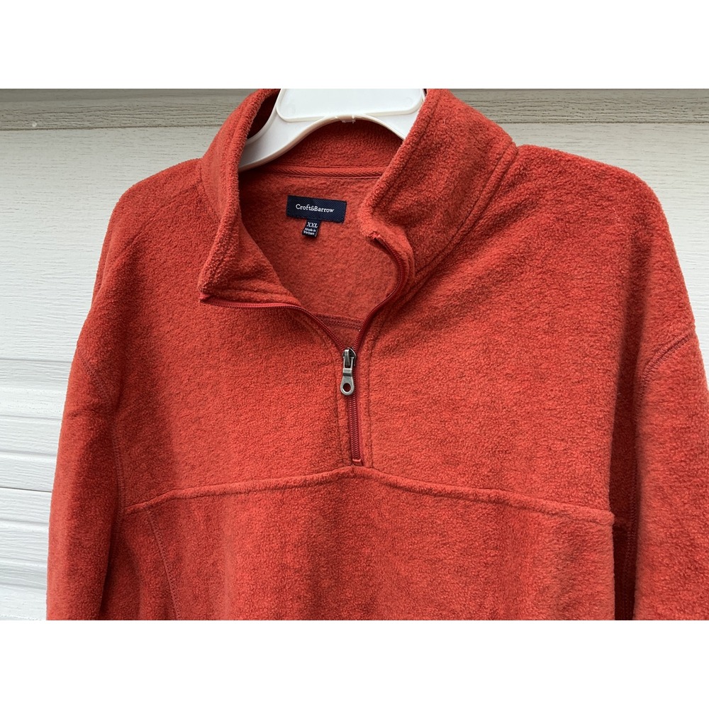 Croft & Barrow Fleece Pullover Mens XXL Orange Excellent Quarter Zip Mock Neck - Picture 3 of 4